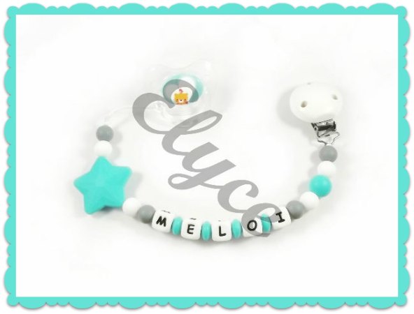 Attache tétine silicone turquoise