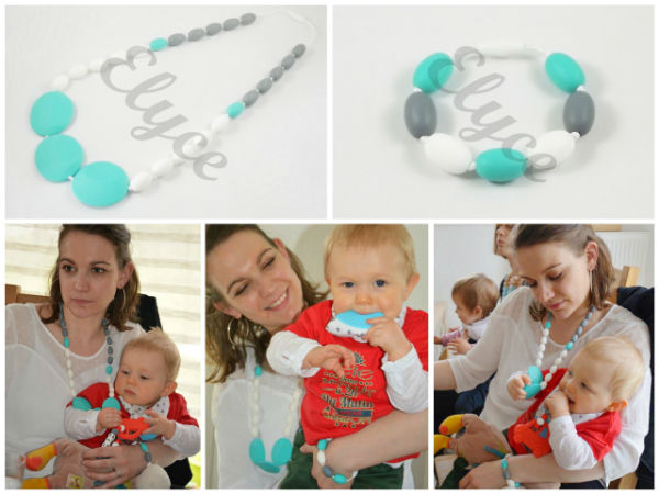 collier et bracelet de dentition en perles en silicone pour maman et bébé modèle ASSIA