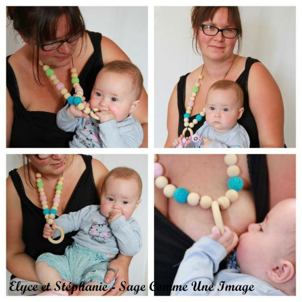 elyce collier d`allaitement bébé perles anneau en bois crochet